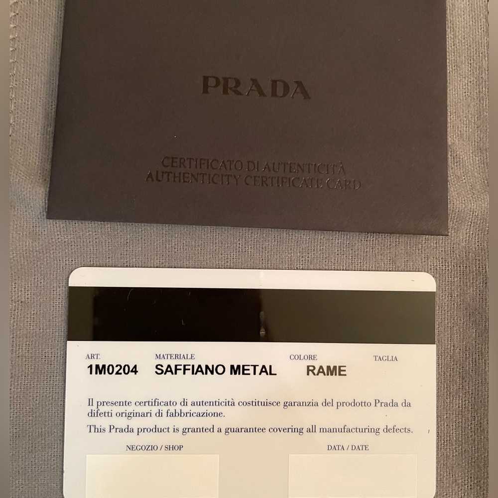Authentic Prada Saffiano Leather Bi-Fold Wallet in Rame with box and card - Picture 10 of 11